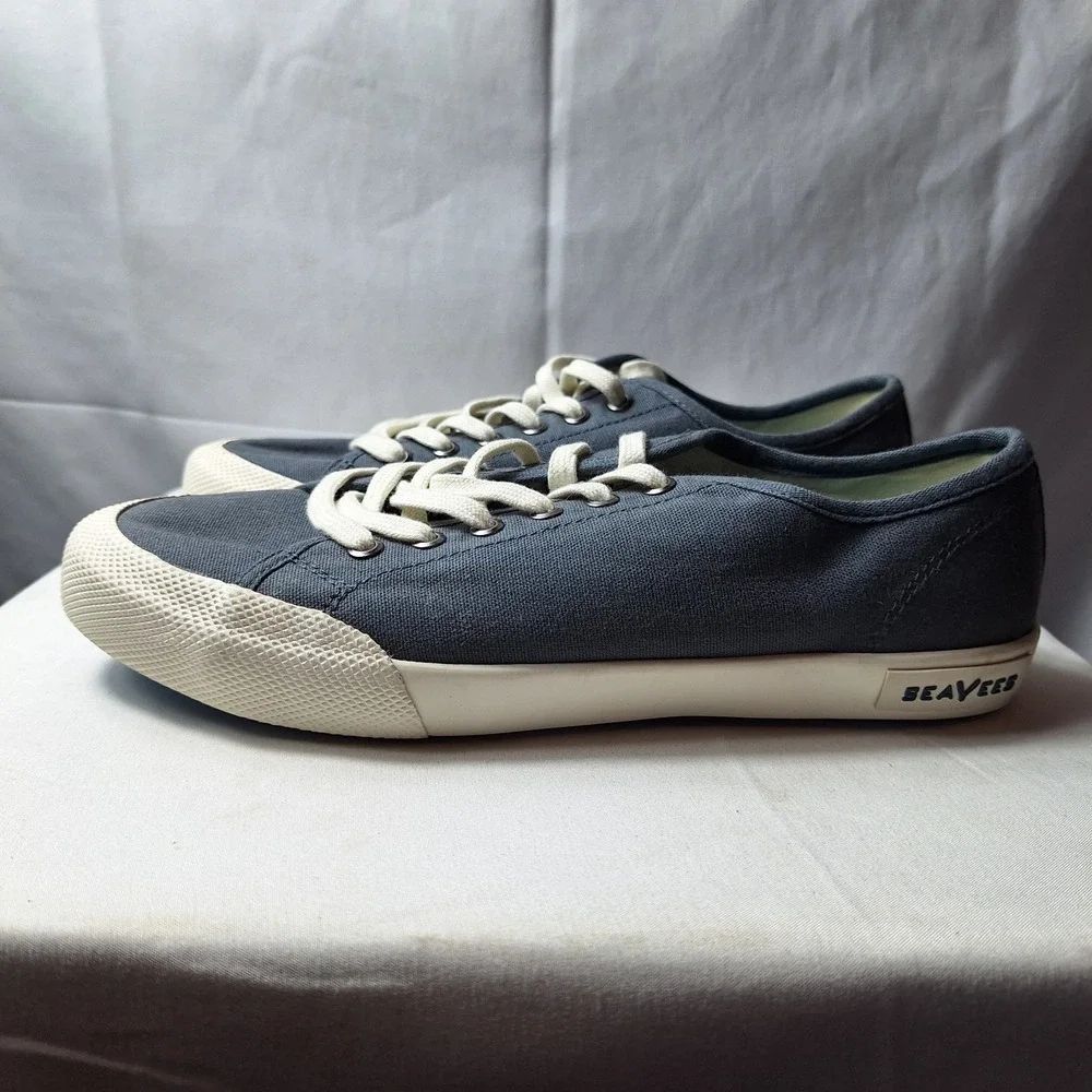 SEAVEES Monterey Sneakers Womens Sz 7 Slate Blue Canvas White Rubber Toe Cap NEW